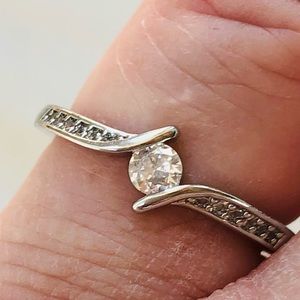 Size 7 Sterling Silver Tension Set Moissanite Channel set Diamonds Sparkly